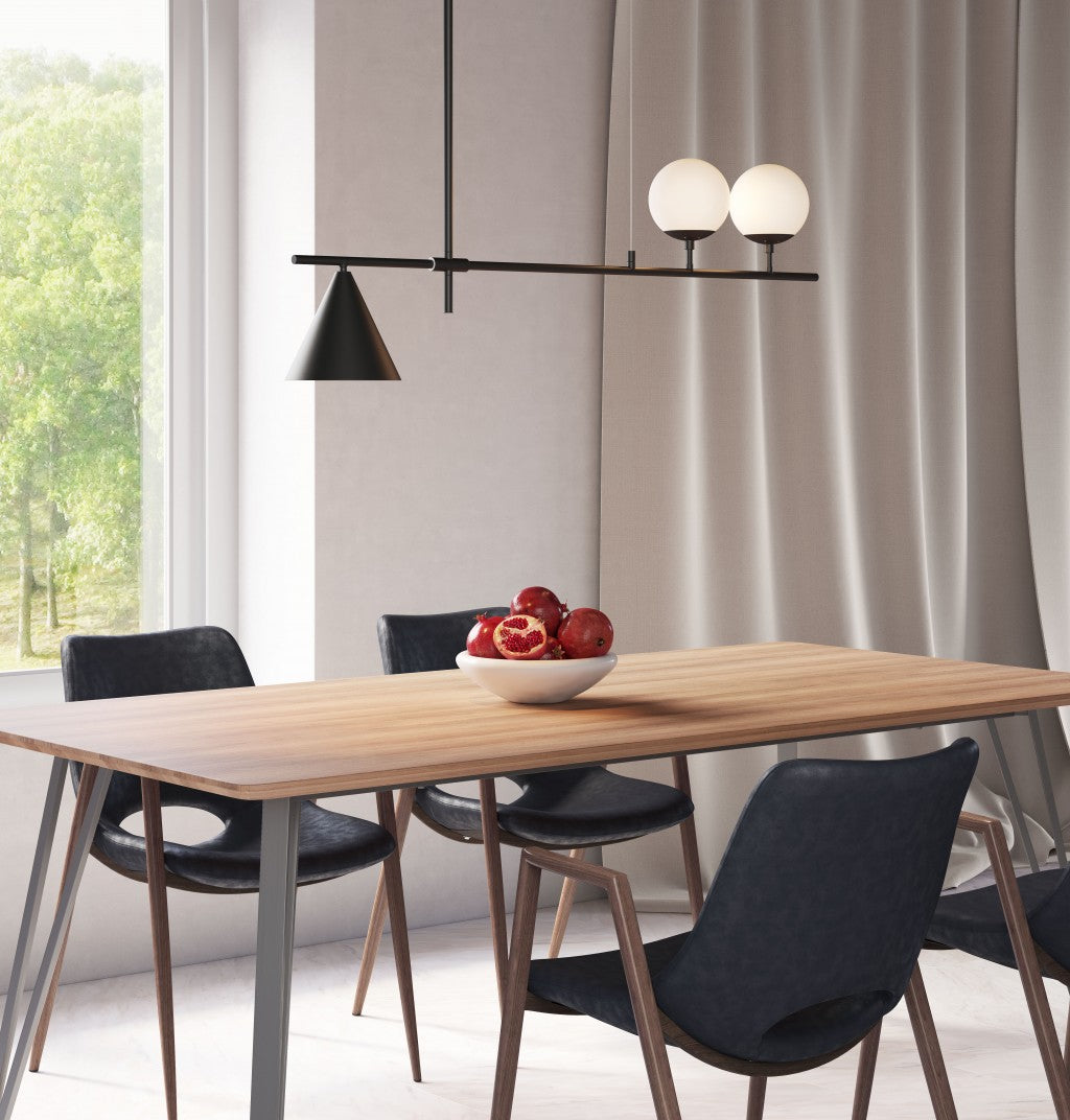 Black and White Kitchen Island Three Light Metal Ceiling Light With Black and White Shades