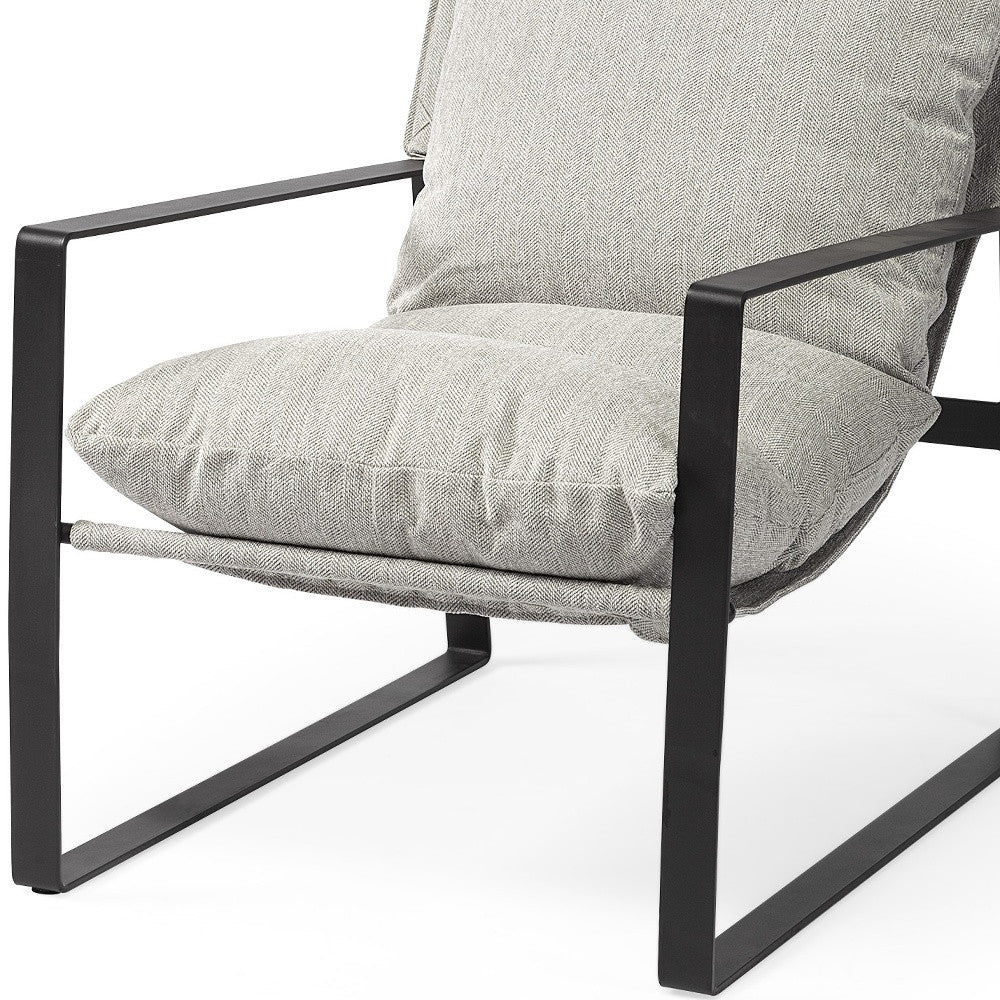 Stone Gray And Black Metal Sling Chair