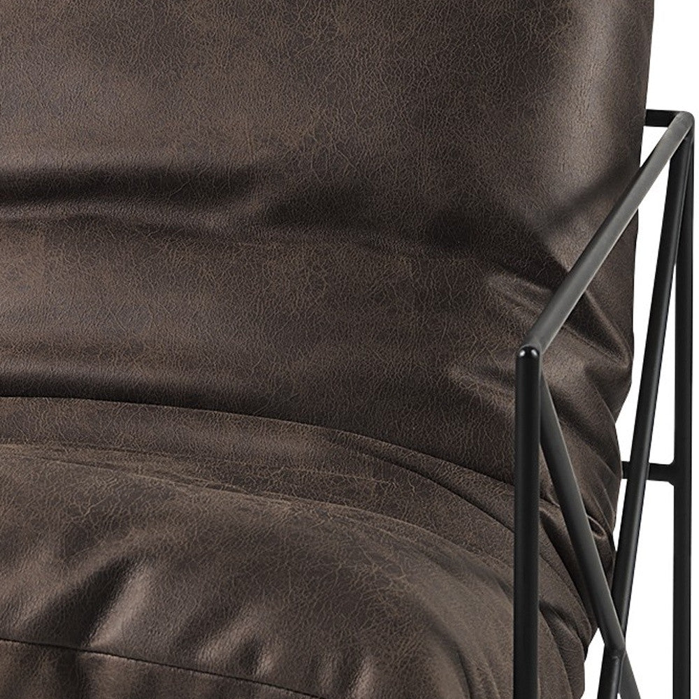 Dark Brown Faux Leather Contemporary Metal Chair