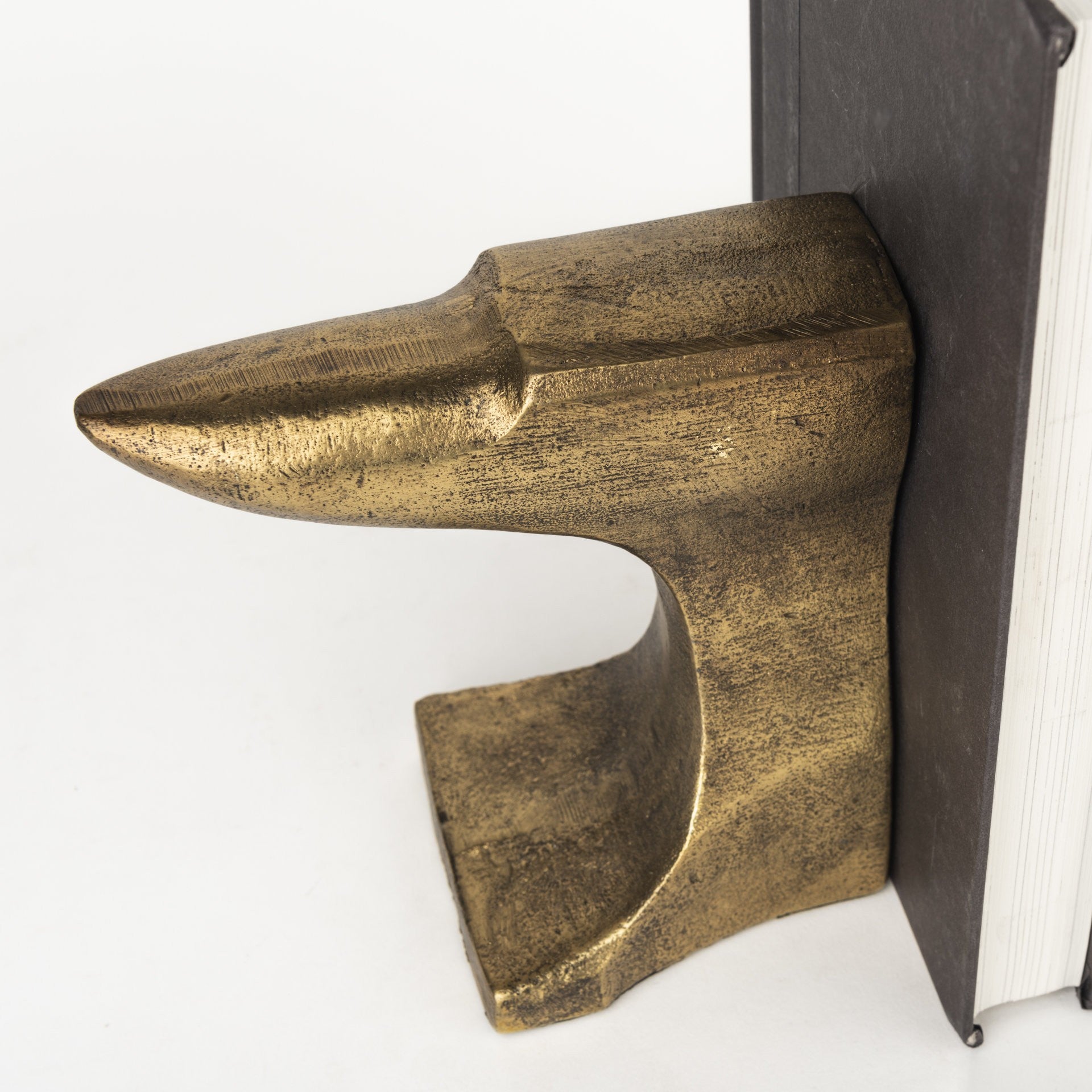 Distressed Brushed Gold Anvil Bookends