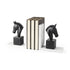 Black Stallion On White Marble Bookends