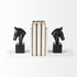 Black Stallion On White Marble Bookends