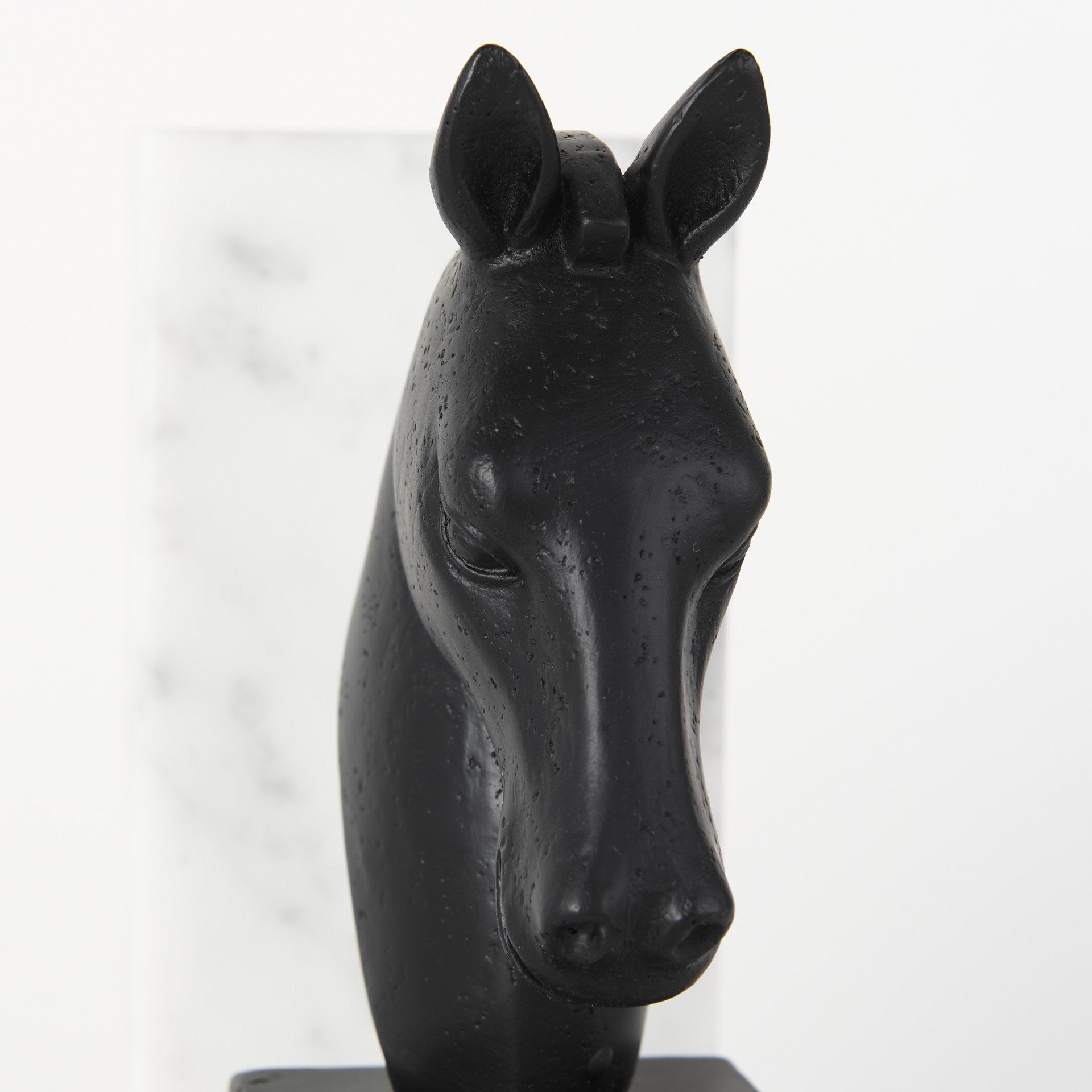 Black Stallion On White Marble Bookends