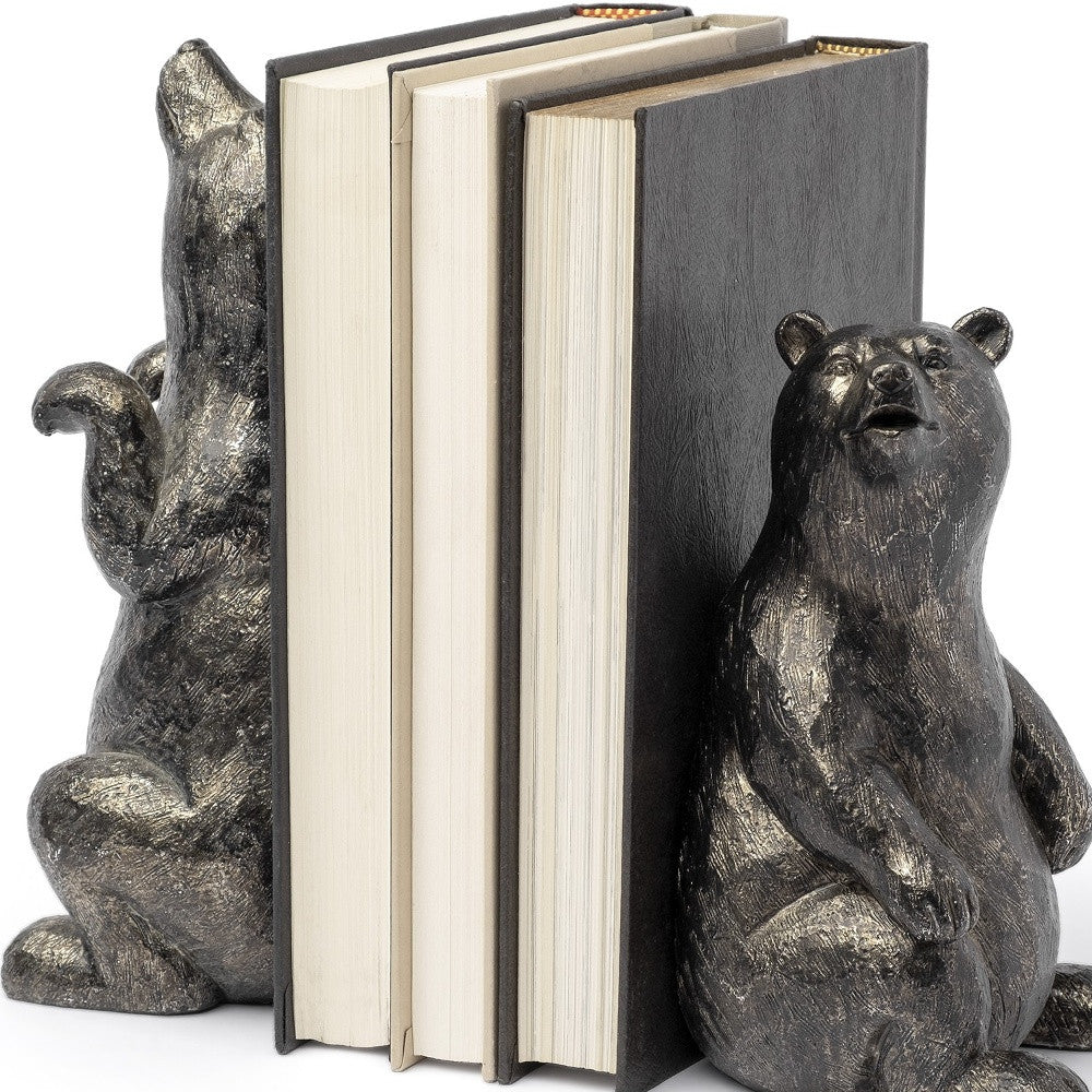 Metallic Tone Grizzly Bear Bookends