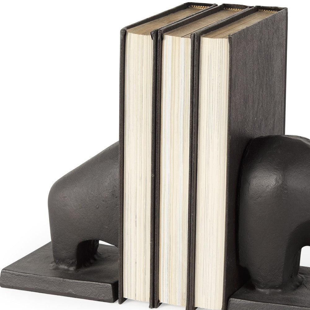 Black Cast Aluminum Raging Bull Bookends