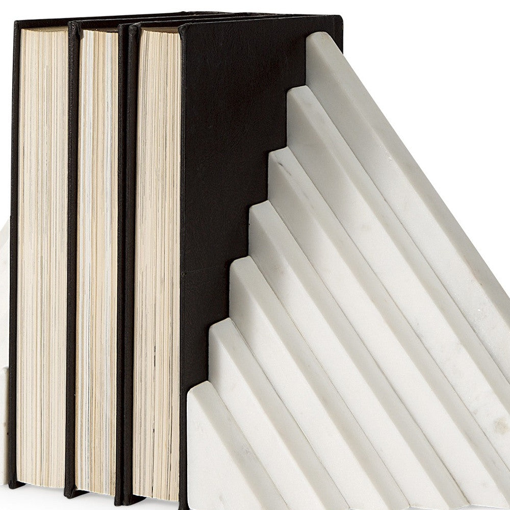 3D Modern Stepped Triangle Marble Bookends