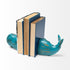 Rustic Aqua Blue Whale Shaped Bookends