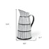 13" White And Black Artisan Glaze Ceramic Pitcher