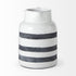 9" Rustic White And Blue Stripe Ceramic Jug