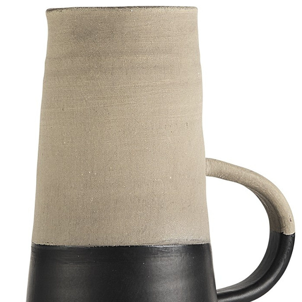 16" Rustic Organic Black And Natural Decorative Jug