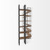 90" Brown Iron and Solid Wood Six Tier Bookcase