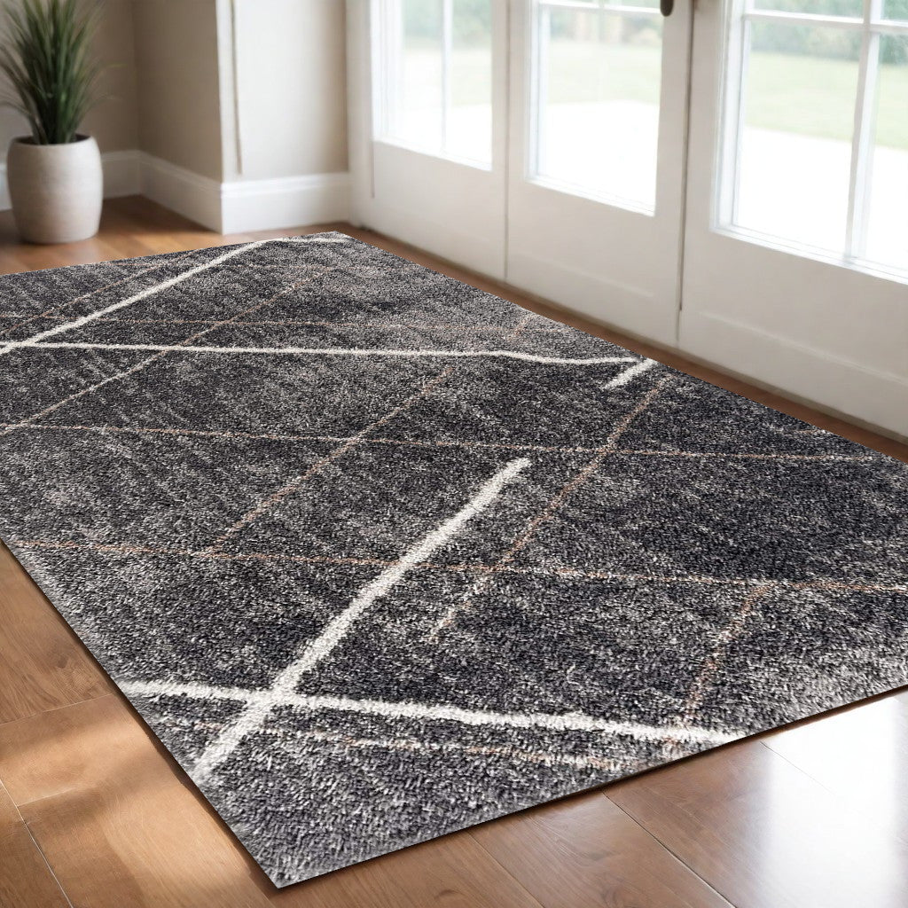 3’ X 5’ Gray Modern Distressed Lines Area Rug