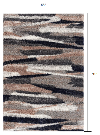 5’ X 8’ Gray And Black Strokes Area Rug