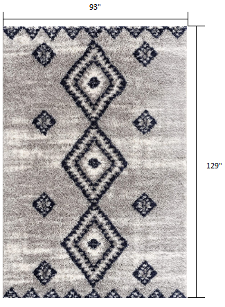 4’ X 6’ Gray And Navy Boho Chic Area Rug