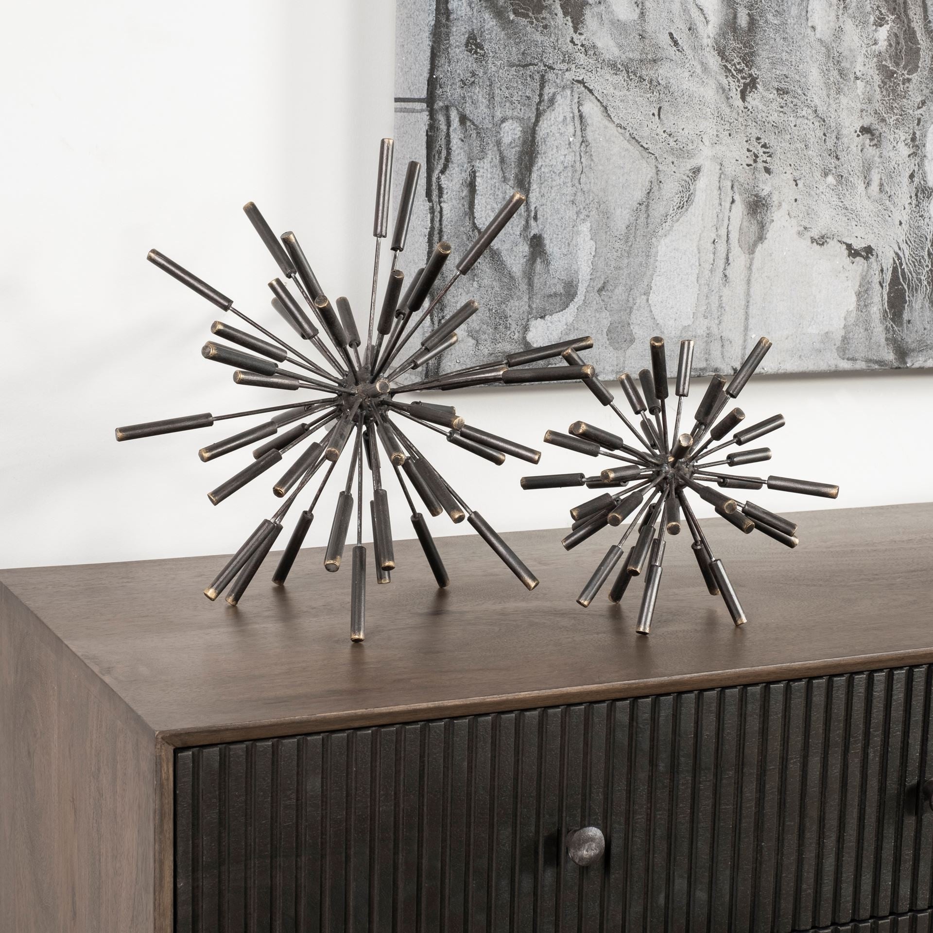 Black Metal Spiked Sculpture