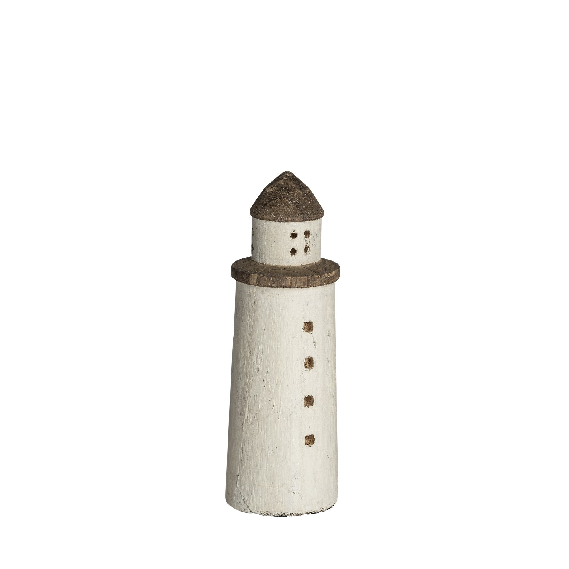 White Petite Rustic Wooden Lighthouse