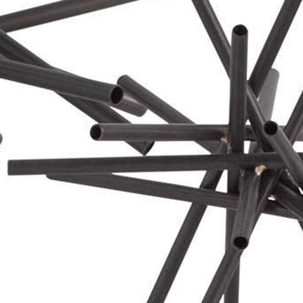 Set Of Two Black Metal Linear Abstract Sculptures