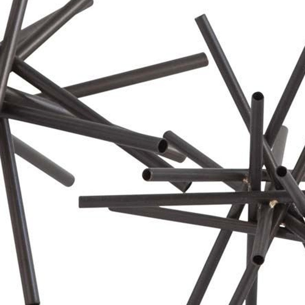 Set Of Two Black Metal Linear Abstract Sculptures