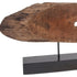 15" Brown and Black Wood and Metal Modern Abstract Tabletop Sculpture