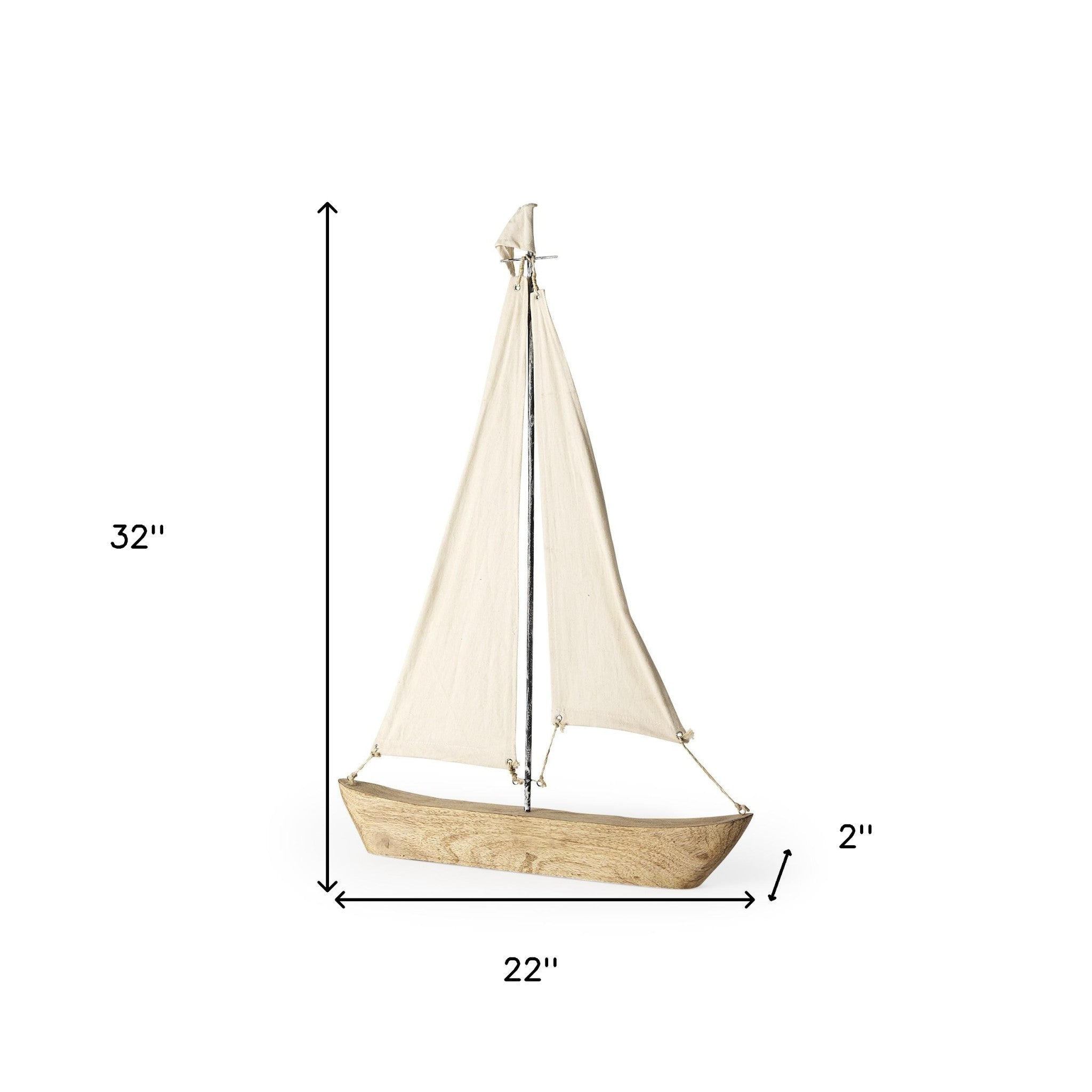 Wooden Sailboat Sculpture