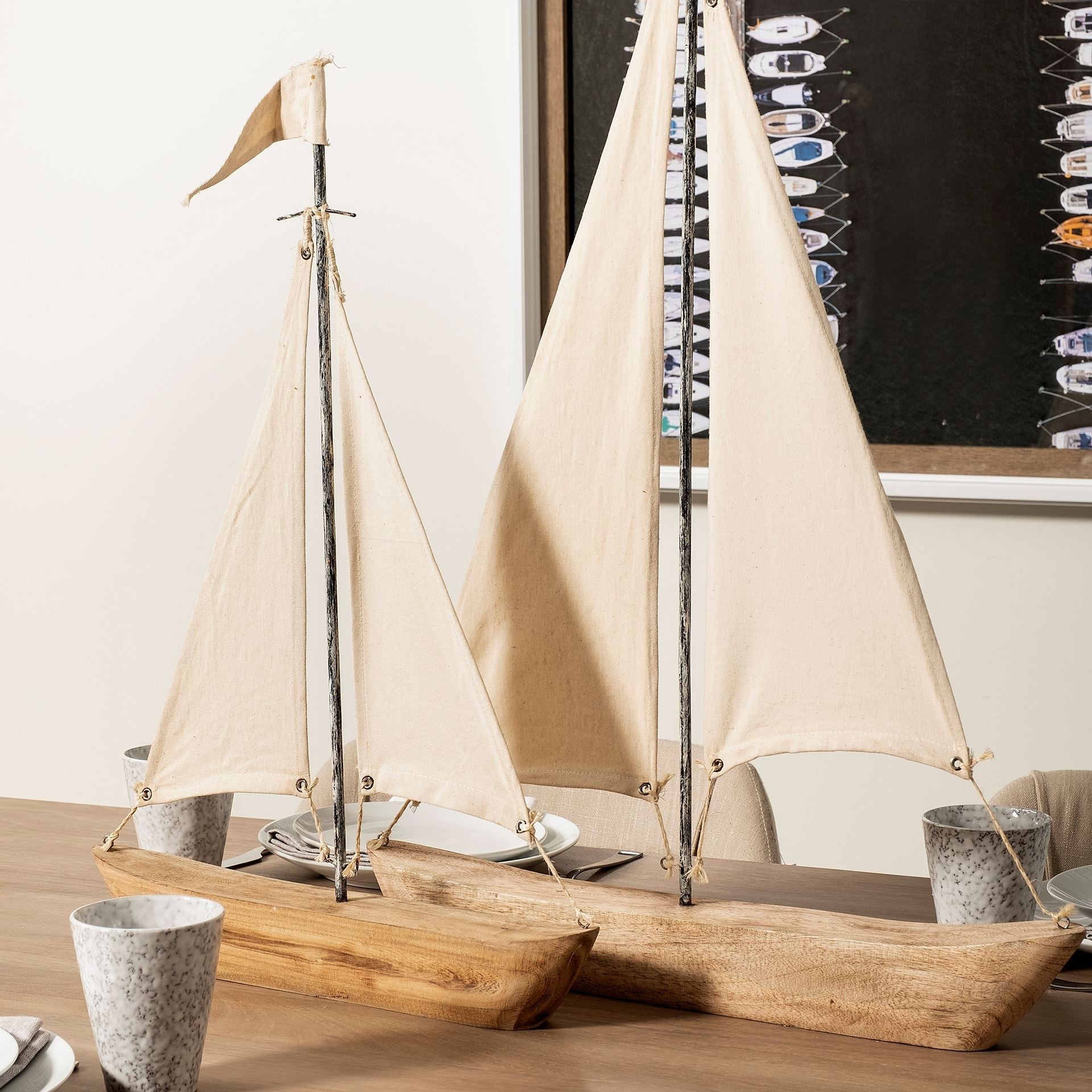 Wooden Sailboat Sculpture