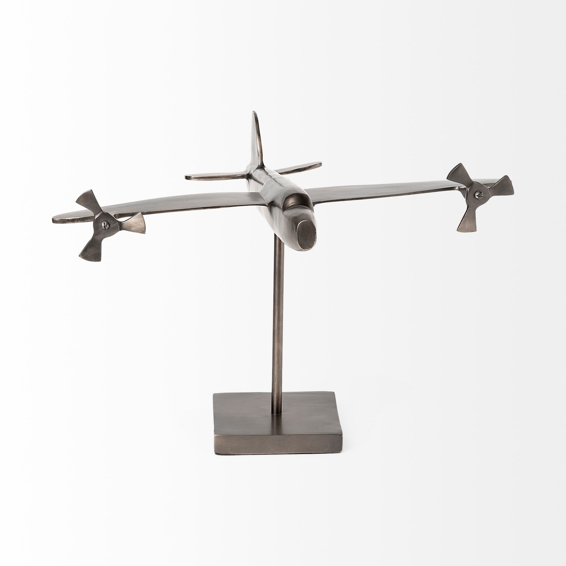 Gray Metal Bomber Plane Sculpture