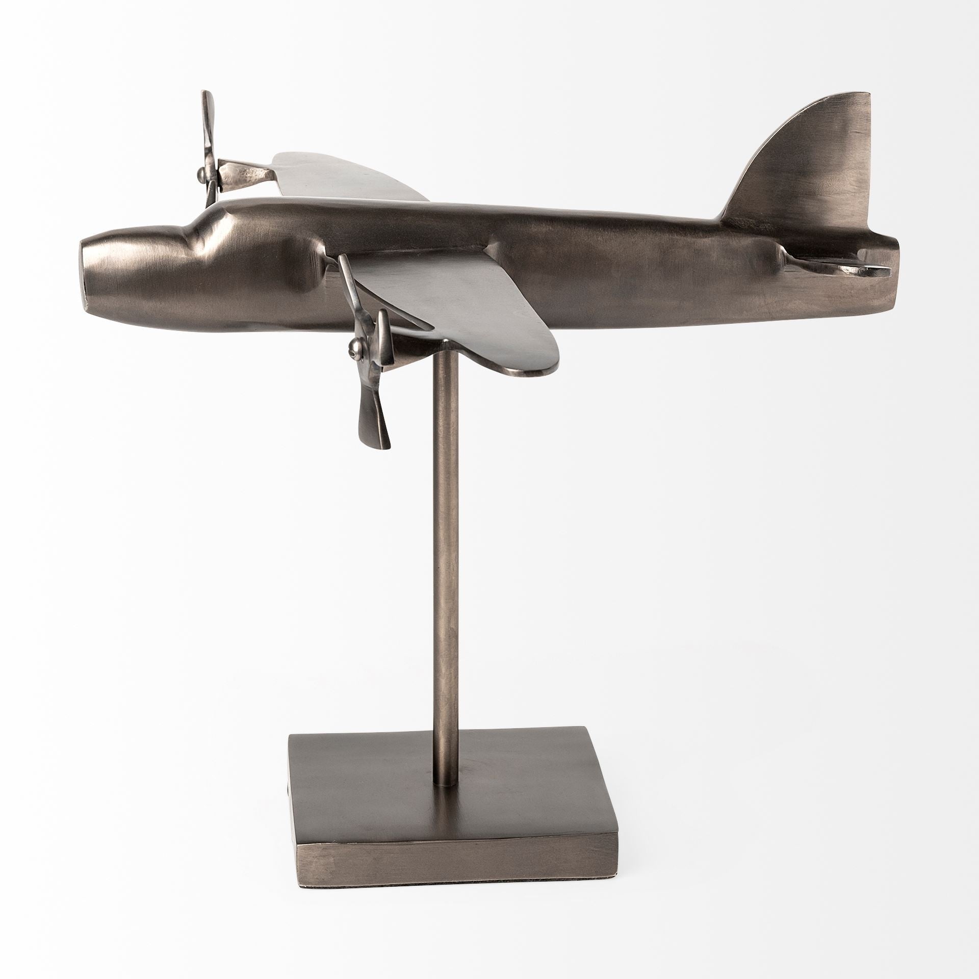 Gray Metal Bomber Plane Sculpture