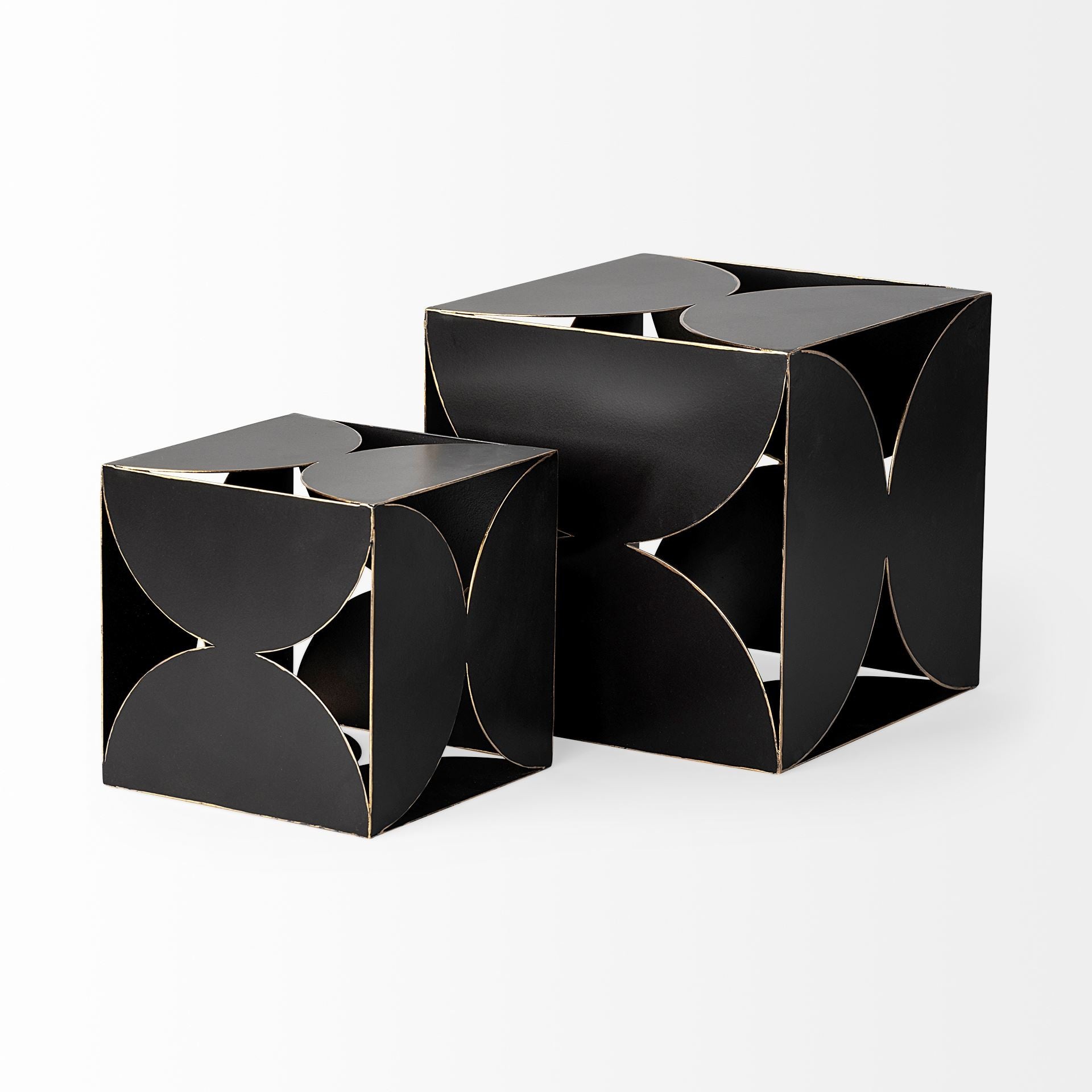 6" Contemporary Black Metal Geo Cube Sculpture