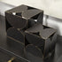 6" Contemporary Black Metal Geo Cube Sculpture