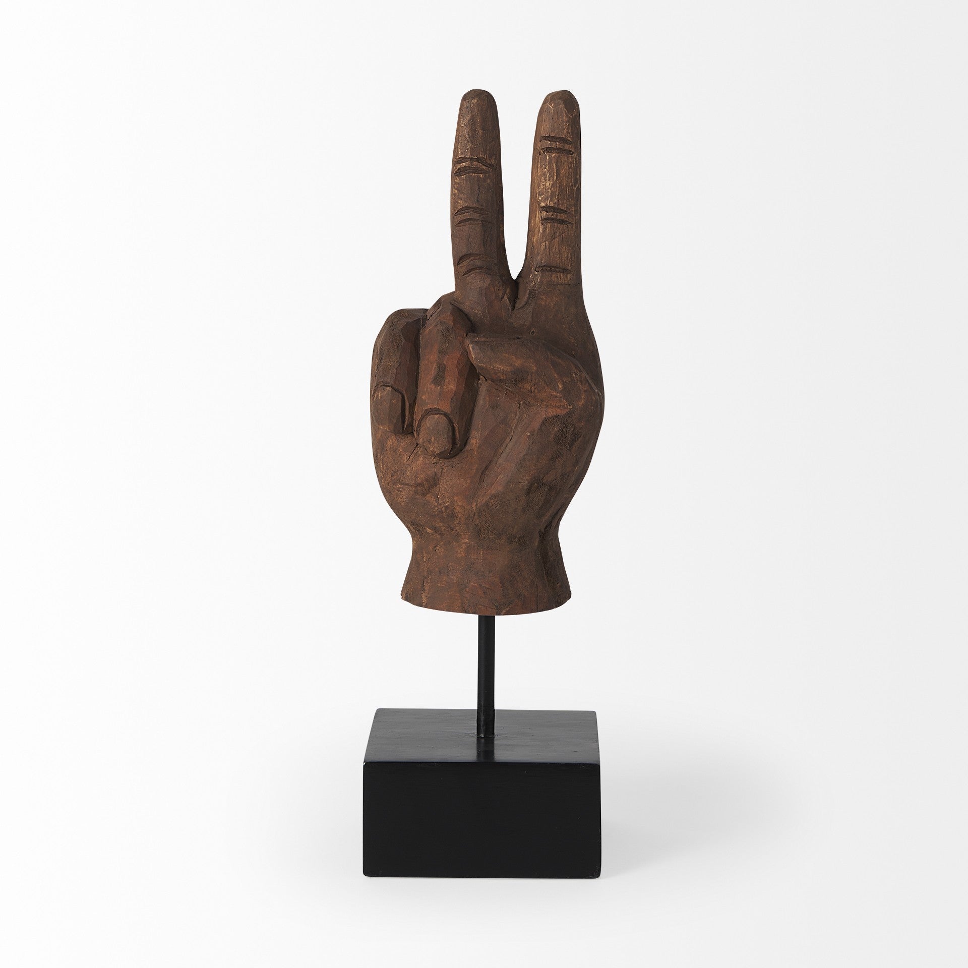 Dark Brown Wooden Peace Sign Decor Piece