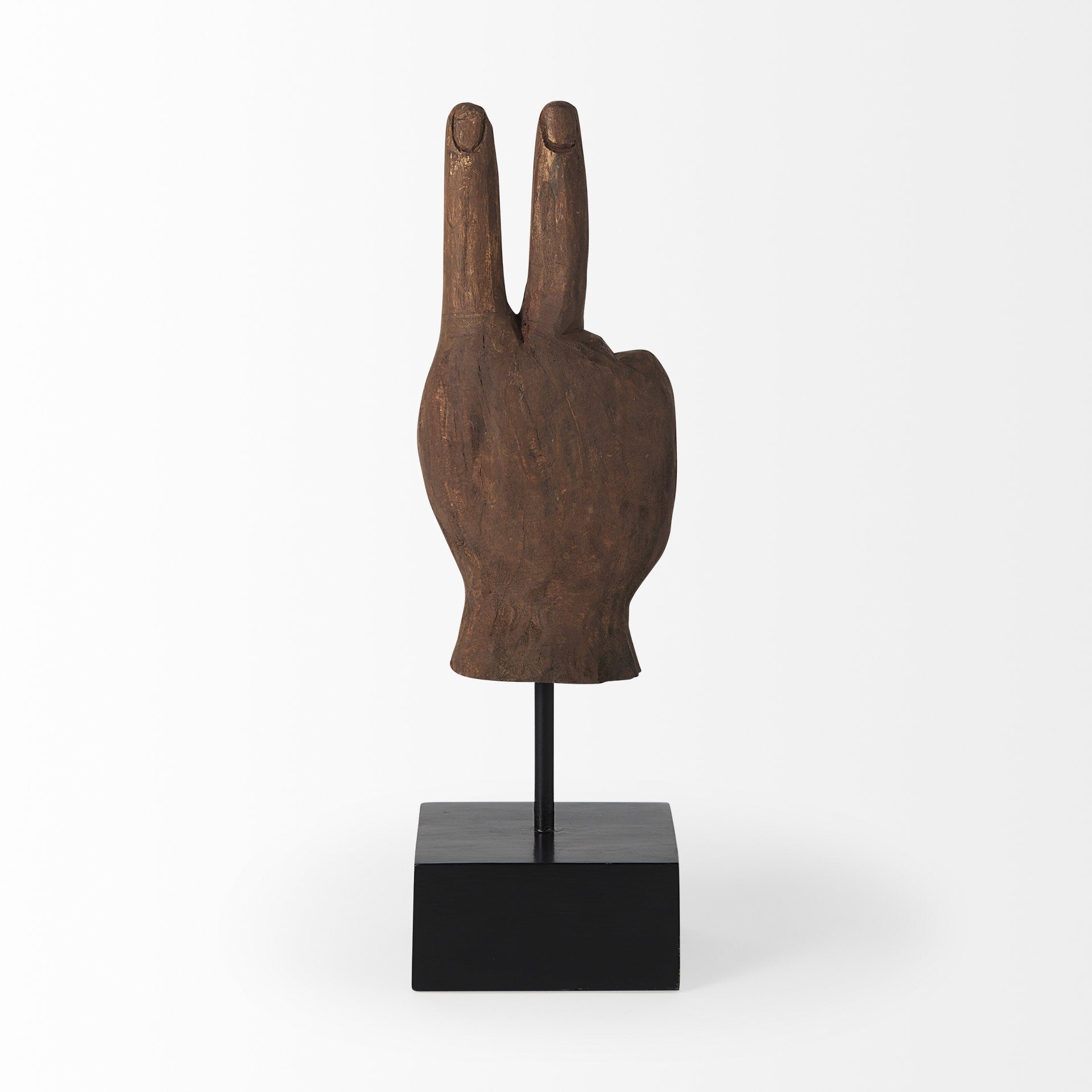 Dark Brown Wooden Peace Sign Decor Piece