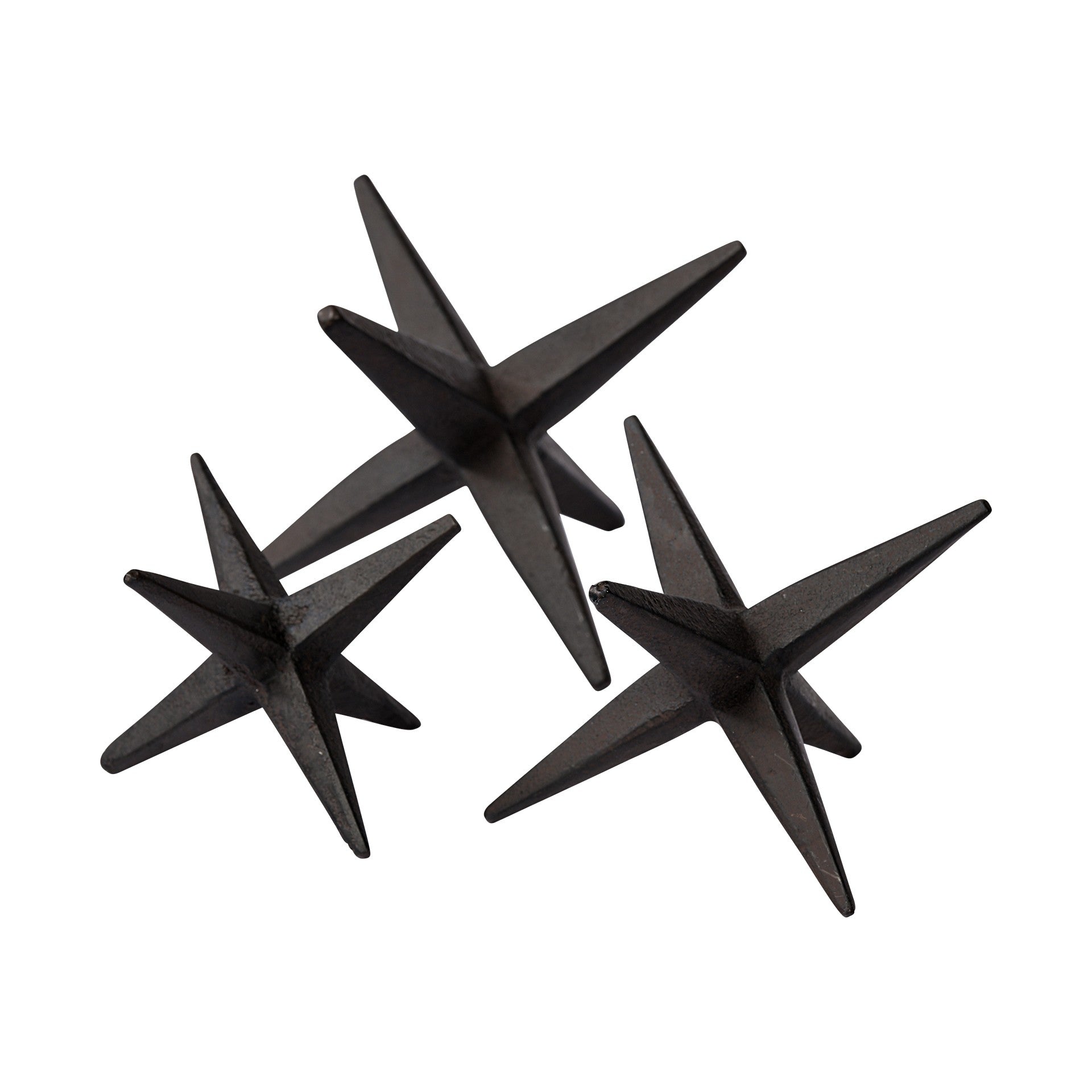 Set Of Three Black Metal Star Decor Pieces