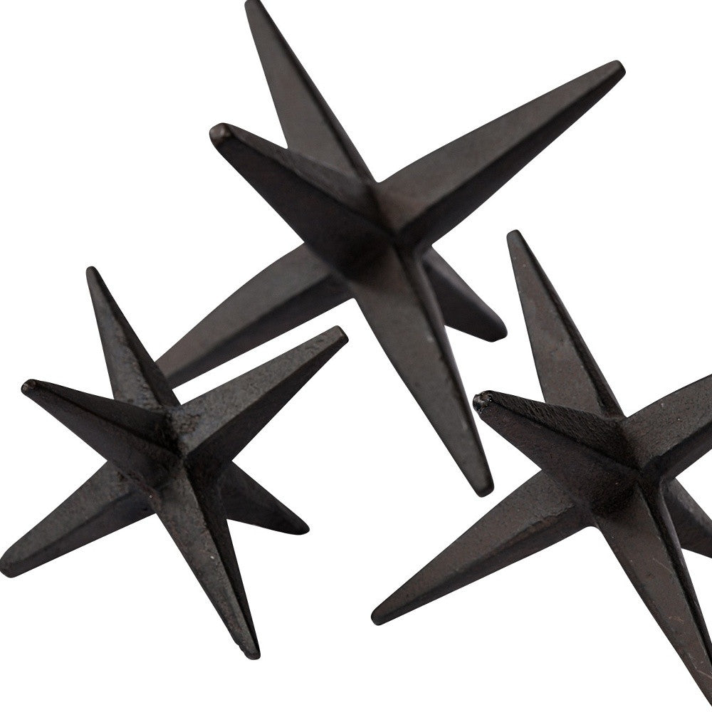 Set Of Three Black Metal Star Decor Pieces