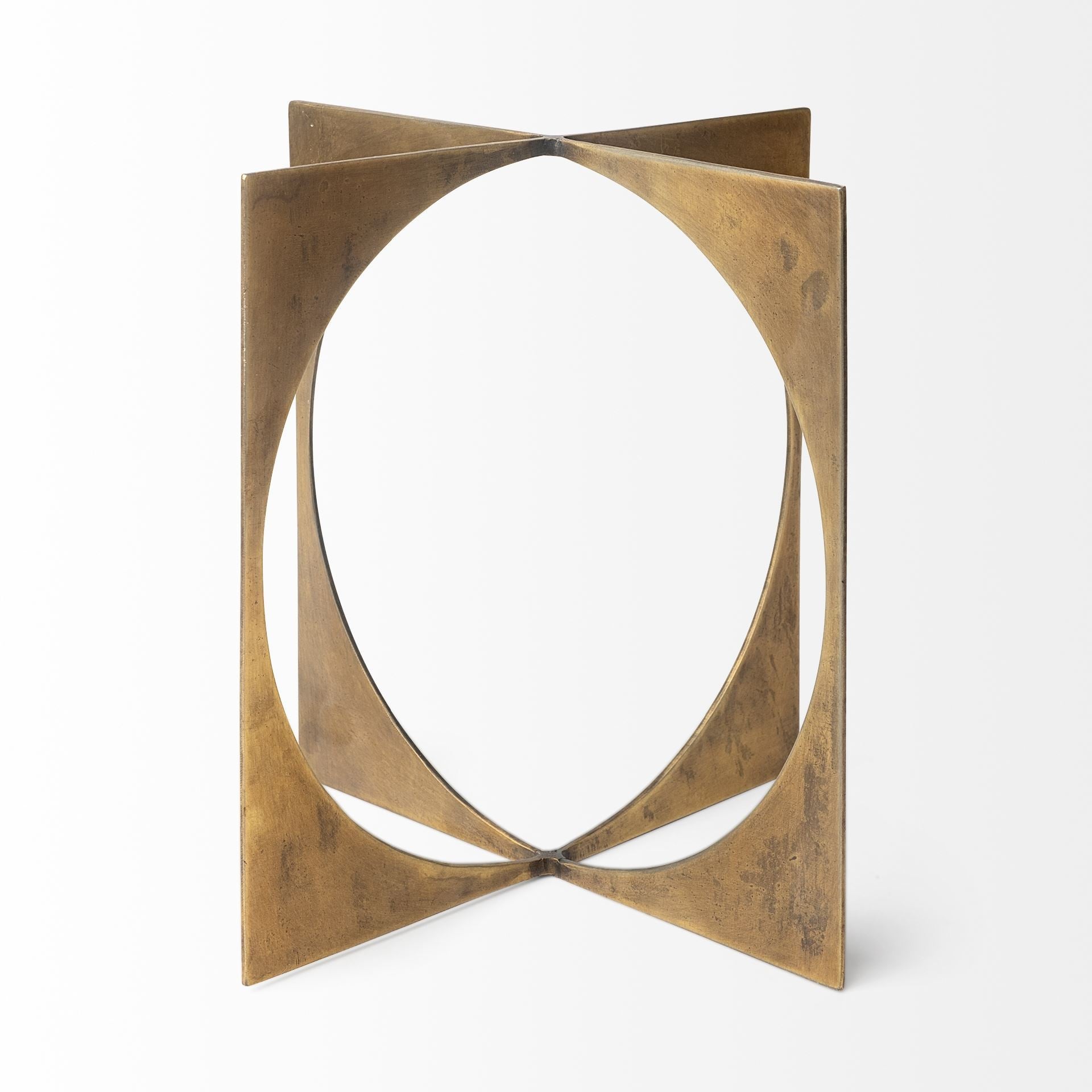 10" Burnished Gold Metal Circle Square Sculpture