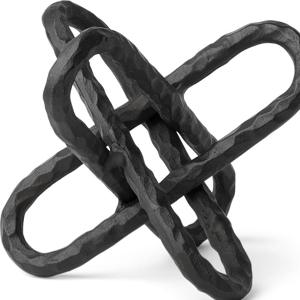 Black Textured Metal Chain Link Sculpture