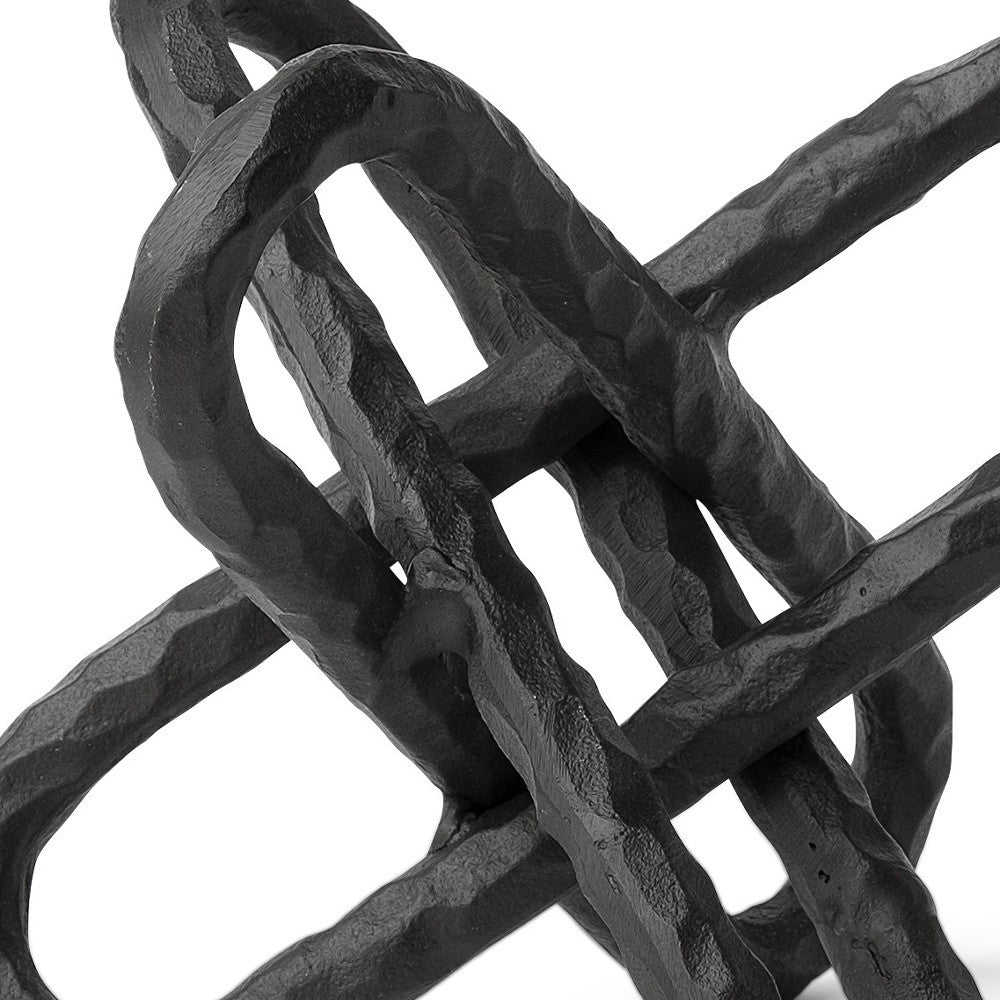 Black Textured Metal Chain Link Sculpture