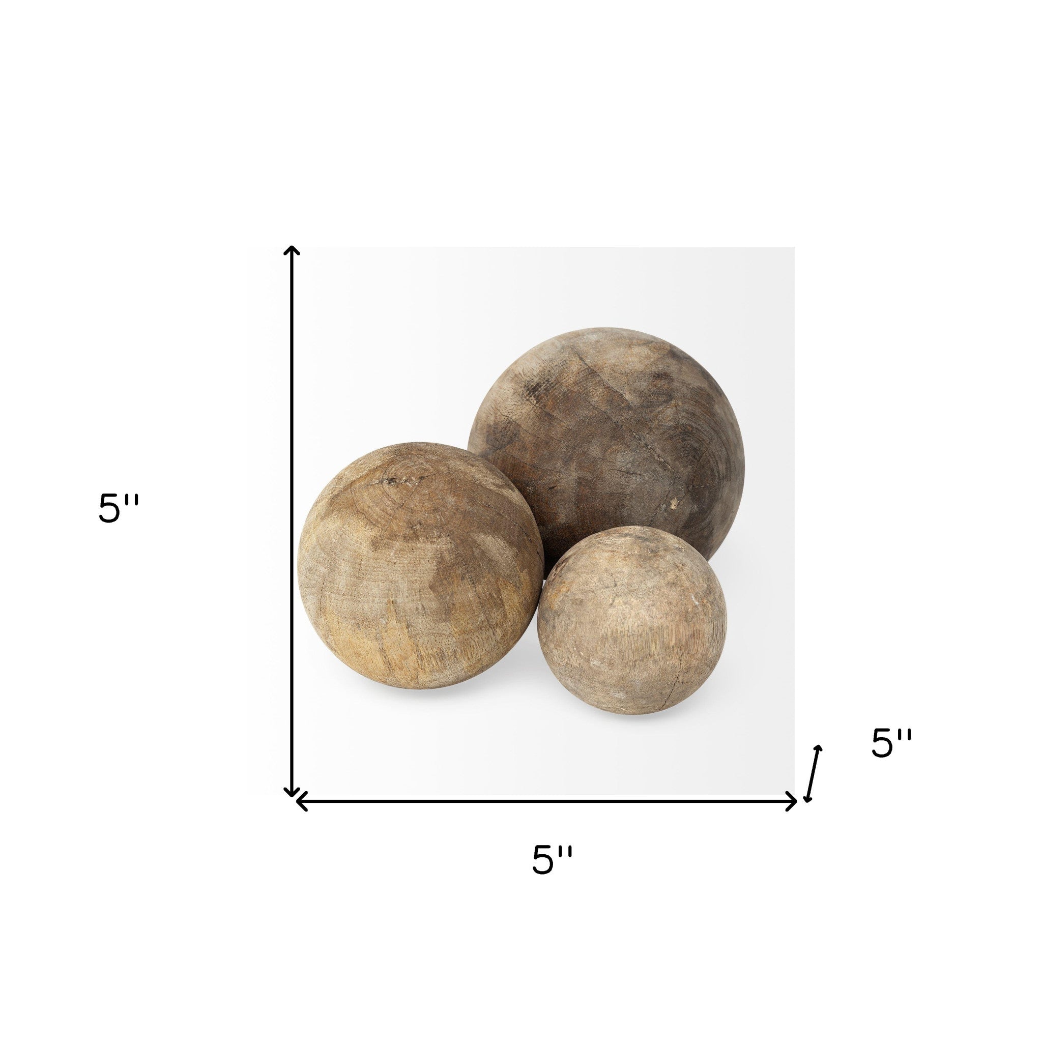 Set Of Three Wooden Spheres