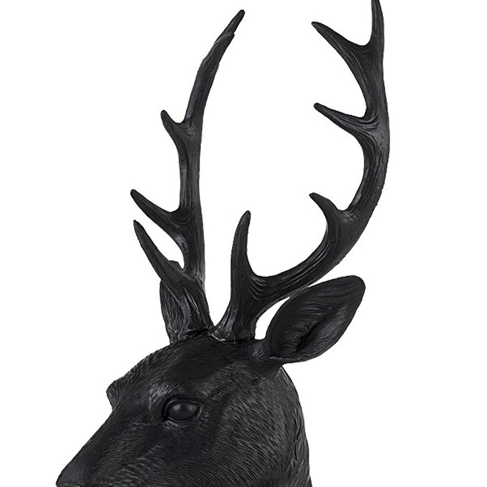 Black Resin Suited Deer Bust Sculpture