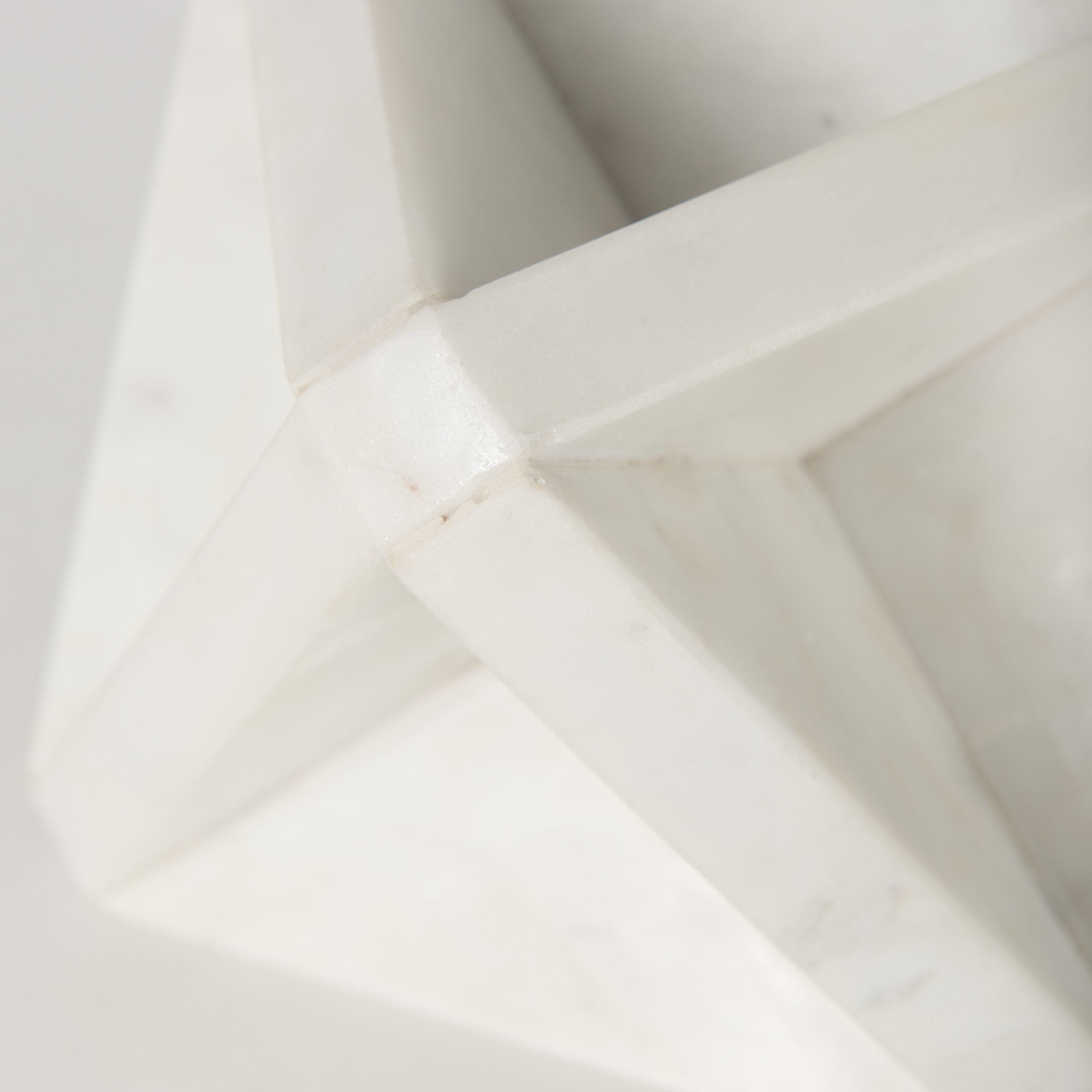 White Marble Geometric Square Sculpture