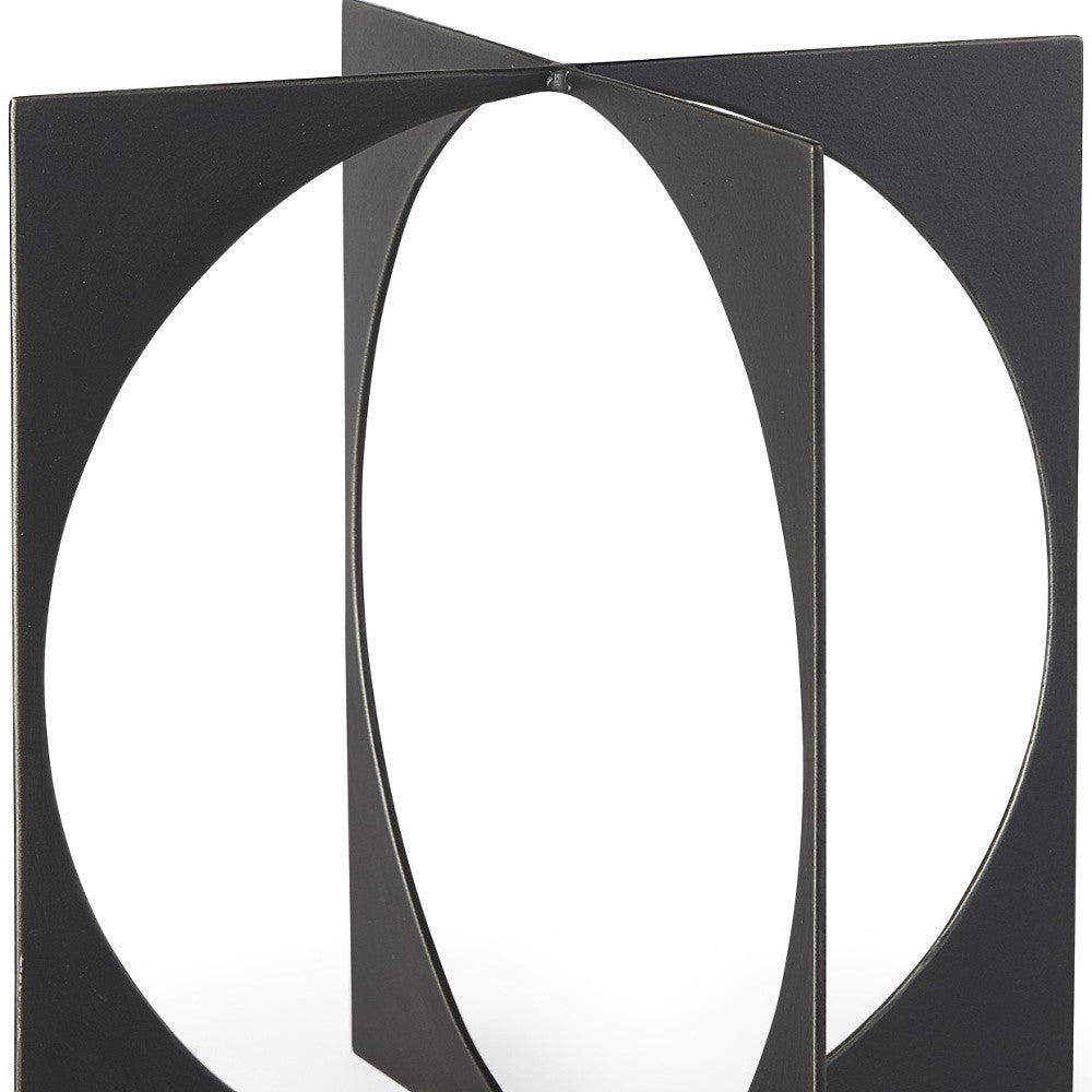 6" Charcoal Gray Metal Circle Square Sculpture