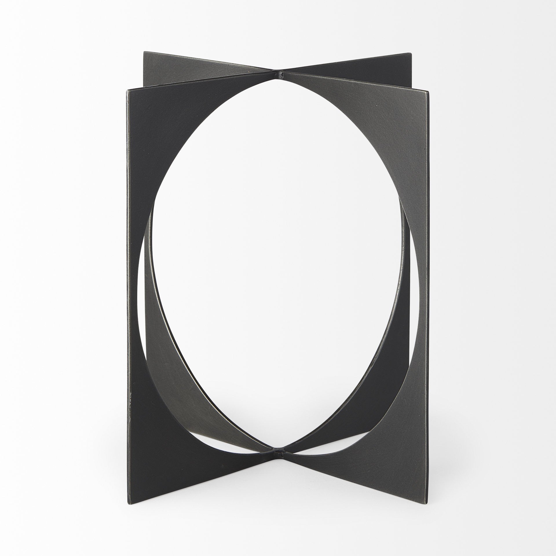 6" Charcoal Gray Metal Circle Square Sculpture