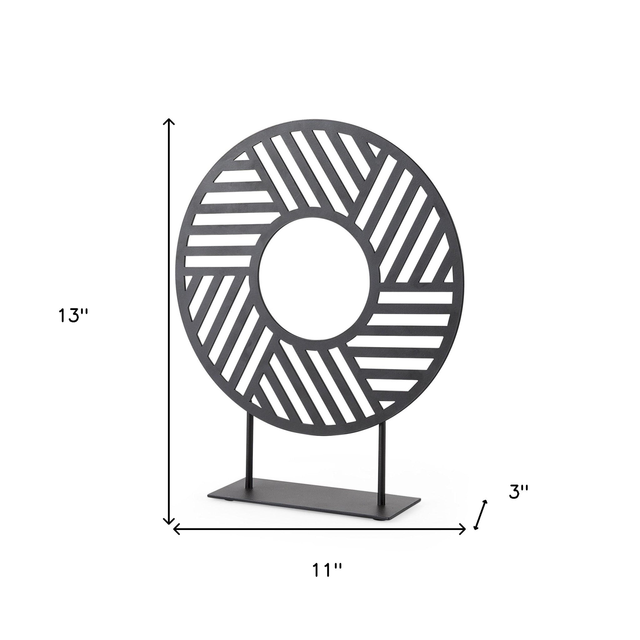 Black Metal Round Geometric Sculpture