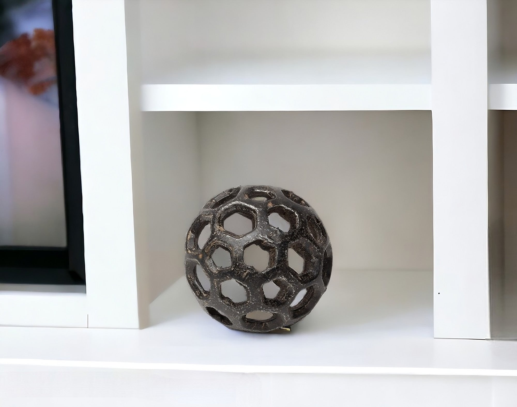 3" Charcoal Metal Decorative Orb Tabletop Sculpture