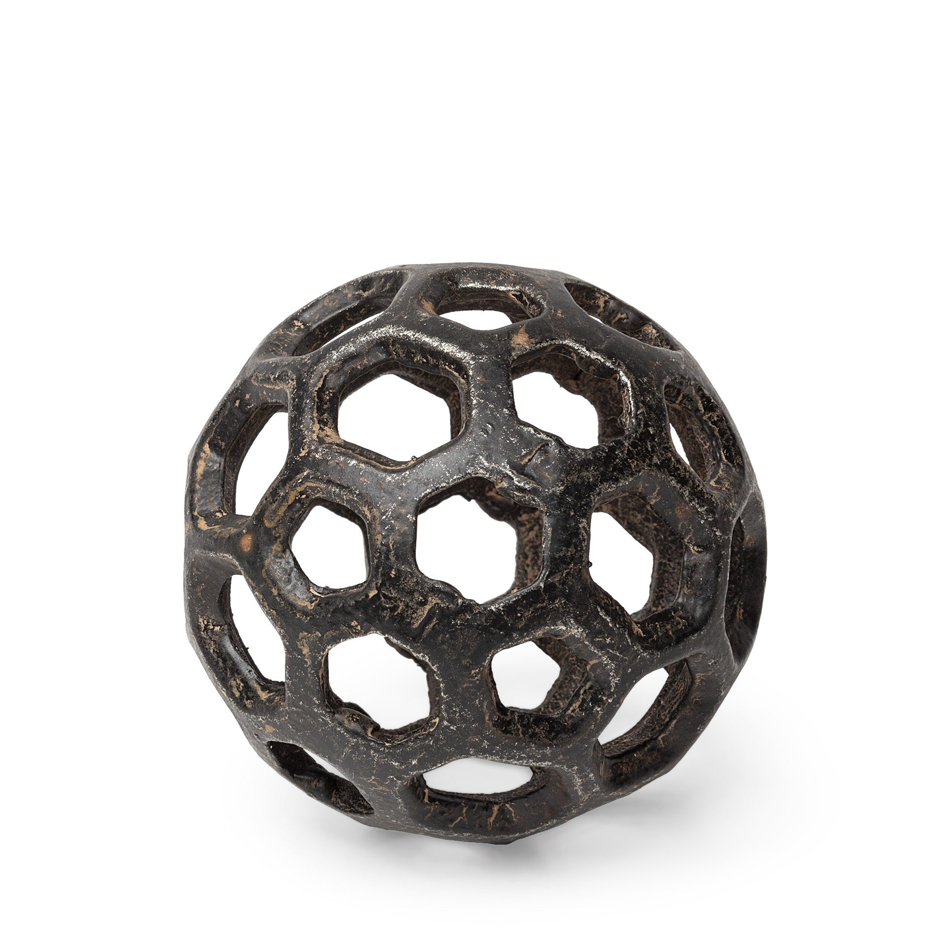 3" Charcoal Metal Decorative Orb Tabletop Sculpture