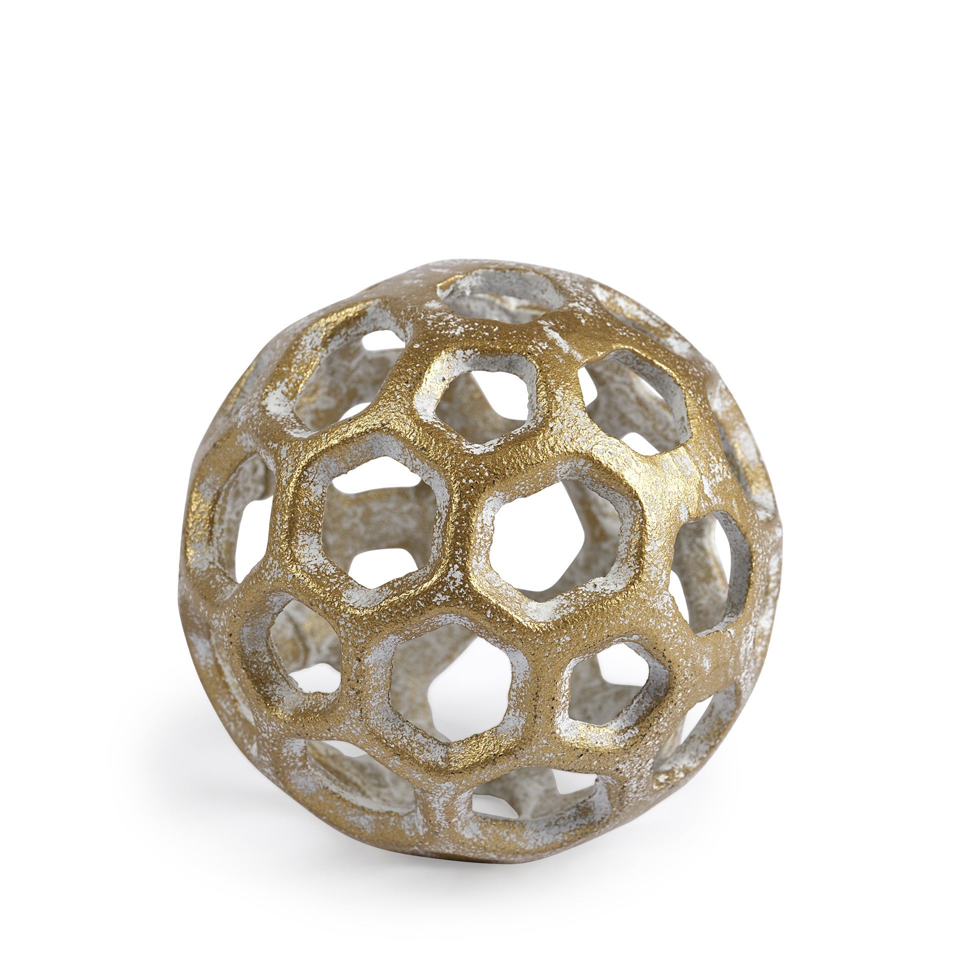 Petite Gold Metal Hollow Orb Sculpture