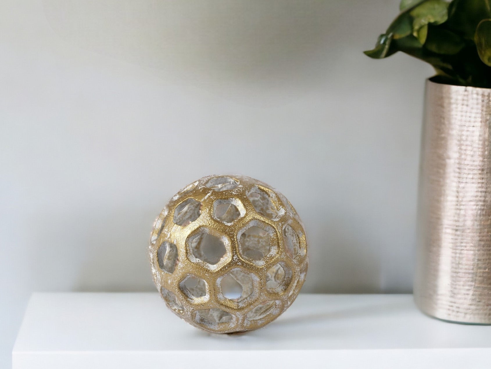 3" Gold Metal Decorative Orb Tabletop Sculpture