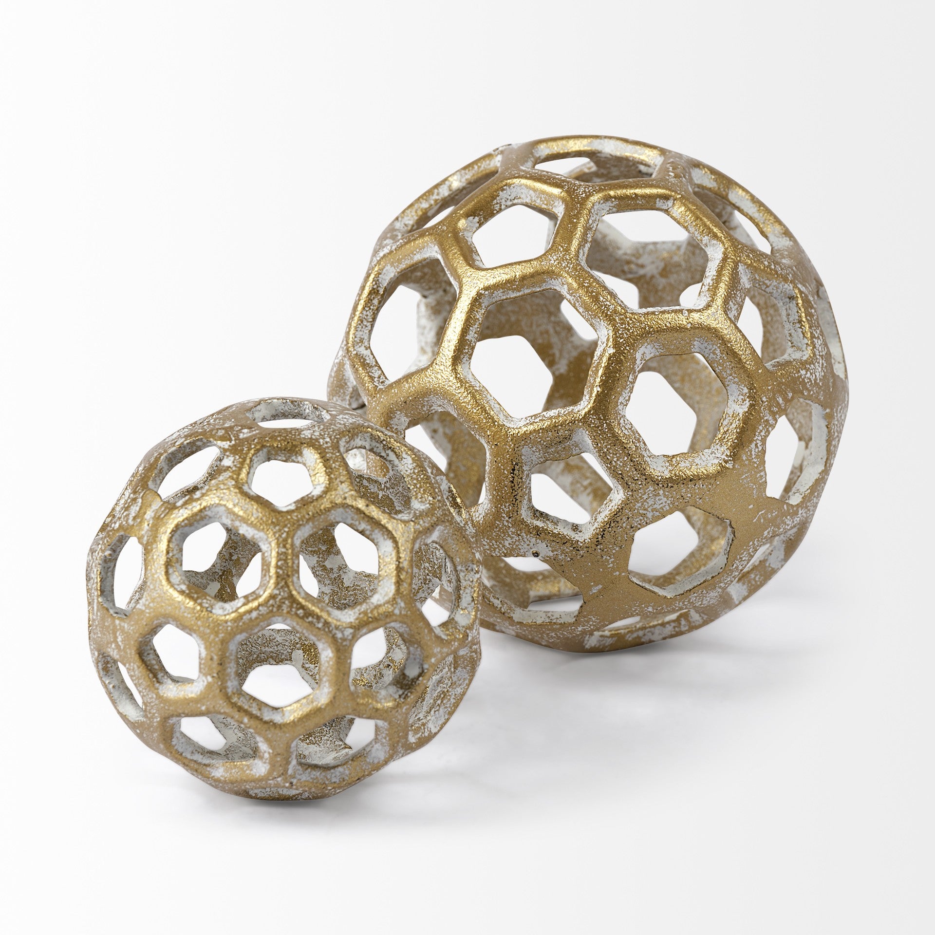 Petite Gold Metal Hollow Orb Sculpture