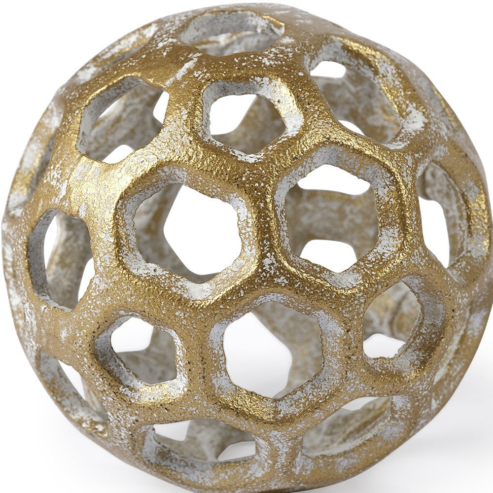 Petite Gold Metal Hollow Orb Sculpture