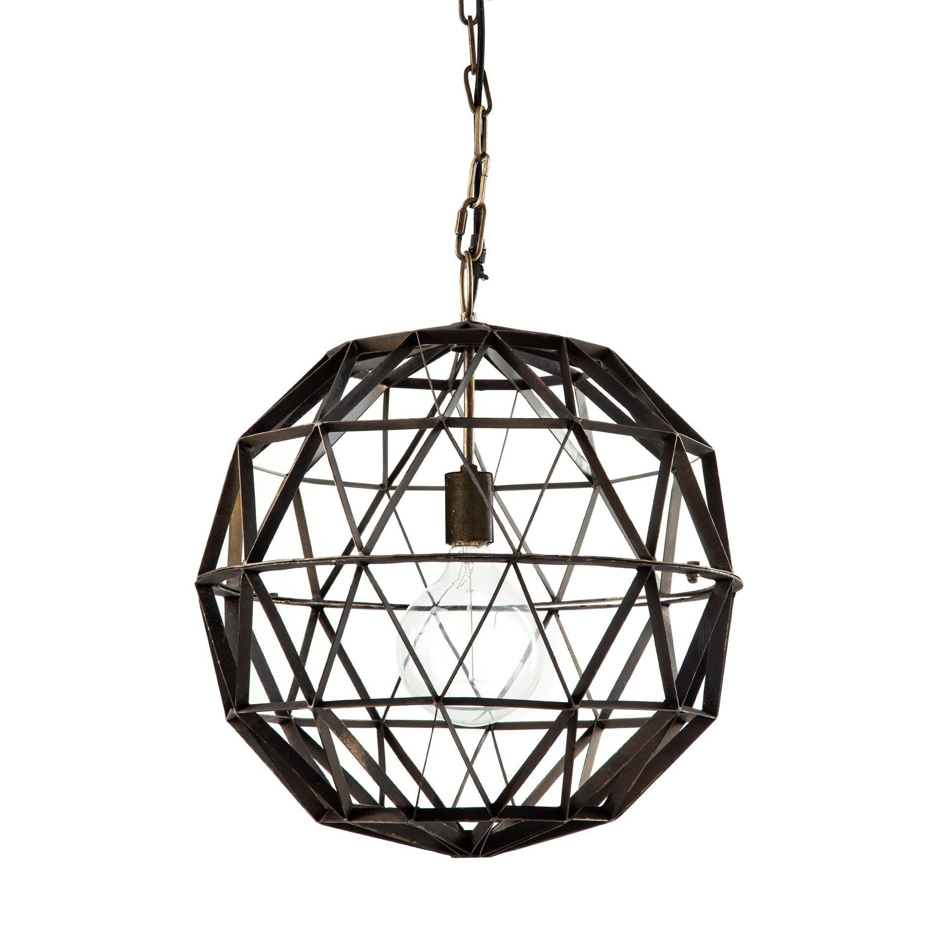 Black Metal Geometric Globe Hanging Light