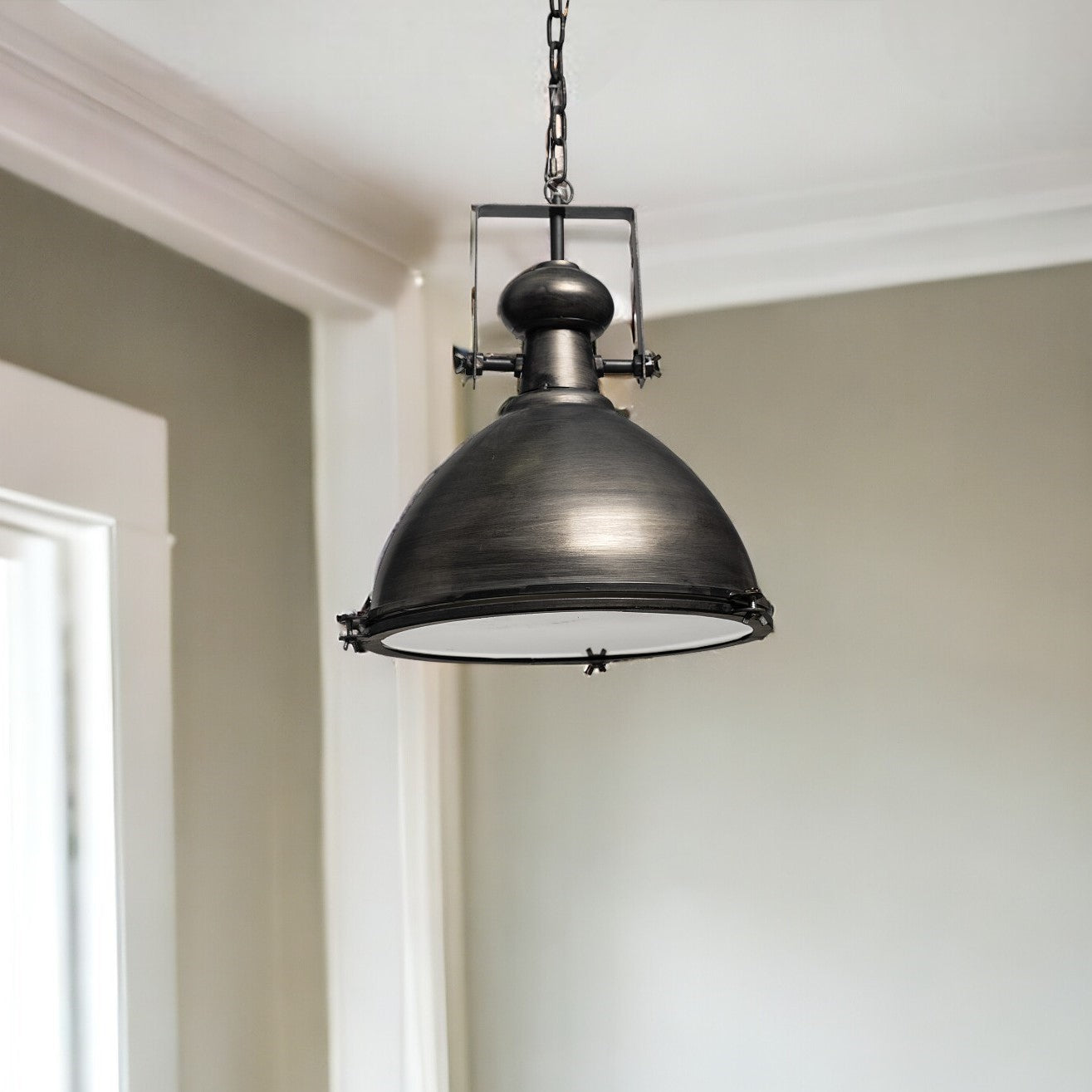 Industrial Gray Metal Hanging Pendant Light